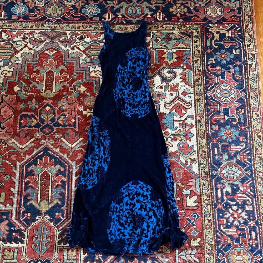 Betsey Johnson Blue Velvet Backless Dress